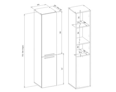 Meuble de salle de bain, blanc mat, blanc brillant, 30 x 174 x 30 cm