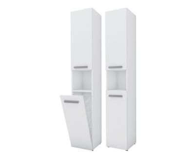 Meuble de salle de bain, blanc mat, blanc brillant, 30 x 174 x 30 cm
