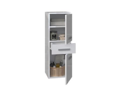 Meuble de salle de bain, blanc mat, blanc brillant, 85 x 30 x 30 cm