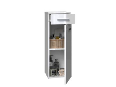 Meuble de salle de bain, blanc mat, blanc brillant, 85 x 30 x 30 cm