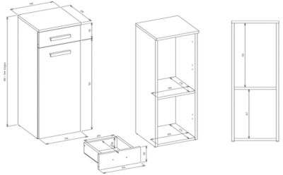Meuble de salle de bain, blanc mat, blanc brillant, 85 x 30 x 30 cm