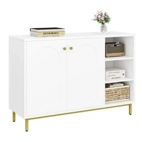 Meuble de Salle de Bain Blanc - Rangements - Placards 2 Portes - Compartiment Ouvert Etageres Reglable - Salle de Bain