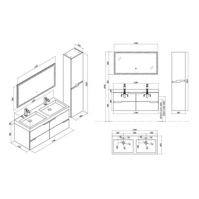 Meuble de salle de bain CALABRO 1200 Noir