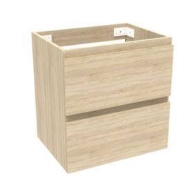 Meuble de salle de bain chêne 50cm, suspendu avec 2 tiroirs