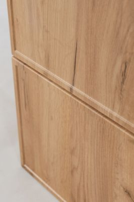 Meuble de salle de bain, Chêne Craft / Blanc, poignée dorée, 100 (80 + 20) x 46 x 57 cm