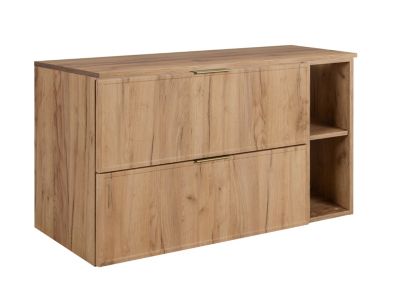 Meuble de salle de bain, Chêne Craft, poignée dorée, 100 (80 + 20) x 46 x 57 cm