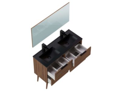 Meuble de salle de bain CONI 4 tiroirs 120 cm chêne T-BATH Inclus lavabo et miroir