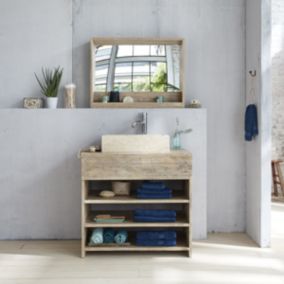 Meuble de salle de bain en bois d'hévéa 80 cm