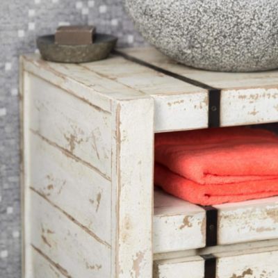 Meuble de salle de bain en mindi 60 cm Loft blanc