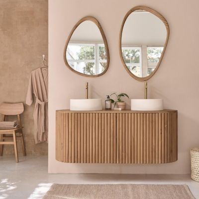 Meuble de salle de bain en teck massif 140 cm