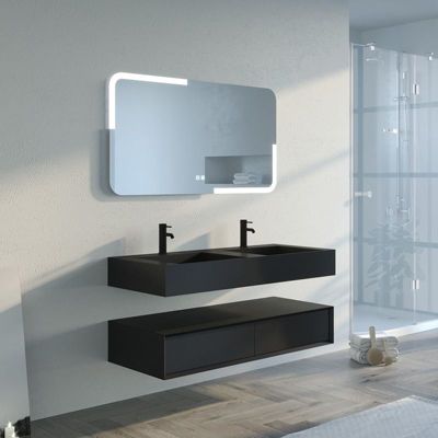 Meuble de salle de bain FABRIANO 1200 Noir mat (sans miroir)