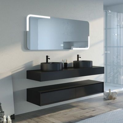 Meuble de salle de bain FABRIANO 1600 Noir mat (sans miroir)