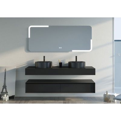 Meuble de salle de bain FABRIANO 1600 Noir mat (sans miroir)