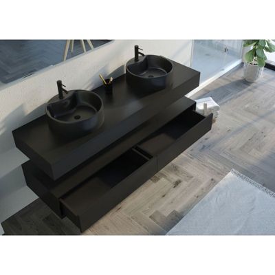 Meuble de salle de bain FABRIANO 1600 Noir mat (sans miroir)