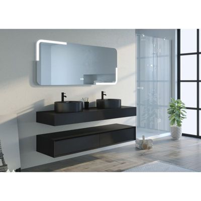 Meuble de salle de bain FABRIANO 1600 Noir mat (sans miroir)