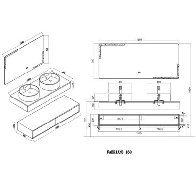 Meuble de salle de bain FABRIANO 1600 Noir mat