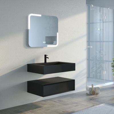Meuble de salle de bain FABRIANO 800 Noir mat (sans miroir)