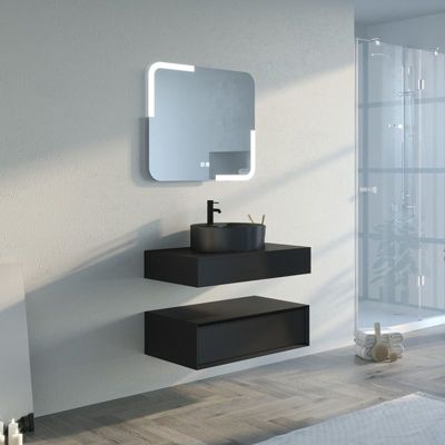Meuble de salle de bain FABRIANO 800 Noir mat (sans miroir)