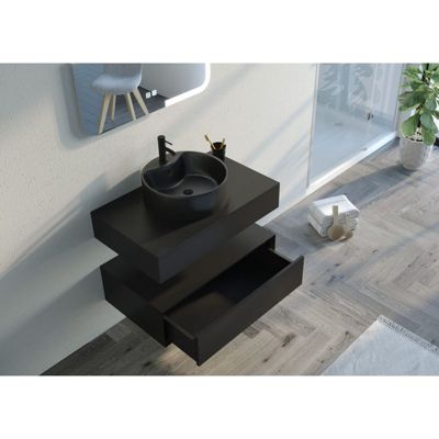 Meuble de salle de bain FABRIANO 800 Noir mat (sans miroir)