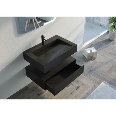 Meuble de salle de bain FABRIANO 800 Noir mat (sans miroir)