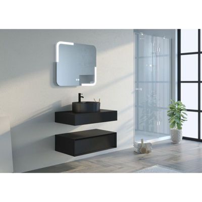 Meuble de salle de bain FABRIANO 800 Noir mat (sans miroir)