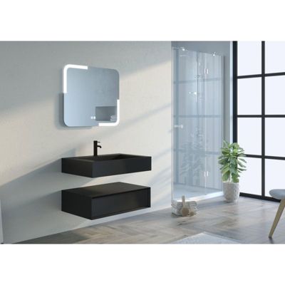 Meuble de salle de bain FABRIANO 800 Noir mat (sans miroir)