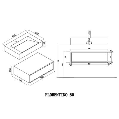 Meuble de salle de bain FLORENTINO 800B (sans miroir)