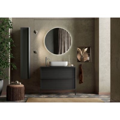 Meuble de salle de bain FRASSI  79 cm  Noir cendré  Evier inclus  2 tiroirs