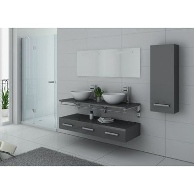 Meuble de salle de bain Gris taupe VIRTUOSE DUO