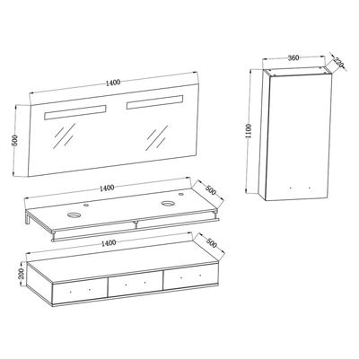Meuble de salle de bain Gris taupe VIRTUOSE DUO