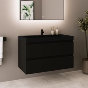 Meuble de salle de bain LOMAZOO Monaco noir mat - 80cm