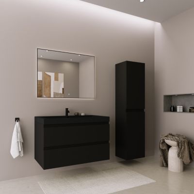 Meuble de salle de bain LOMAZOO Monaco noir mat - 80cm