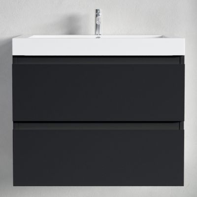 Meuble de salle de bain LOMAZOO Monaco noir mat -lavabo clair - 60cm