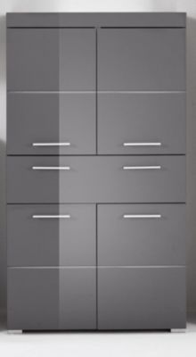 Meuble de salle de bain mélaminé - Meuble Commode. Gris. L-H-P : 73 - 132 - 31 cm