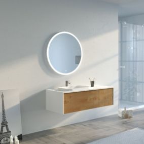 Meuble de salle de bain Mazzeo 1200 Bois naturel et Blanc