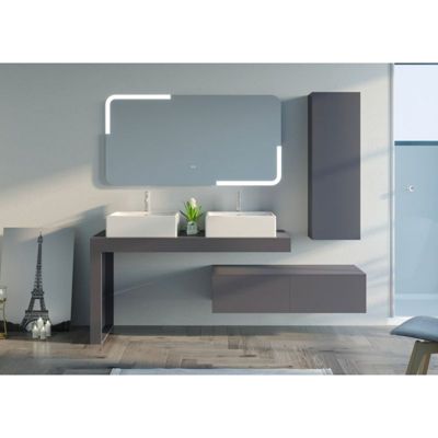 Meuble de salle de bain Melizzano 1400 Gris Anthracite