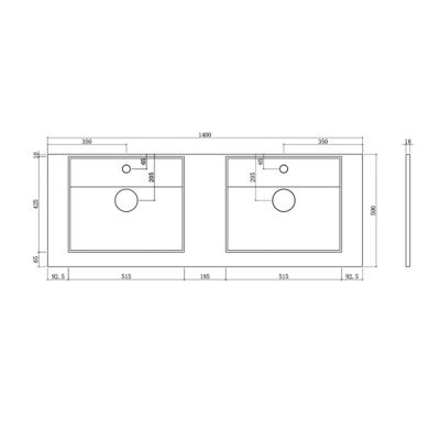 Meuble de salle de bain Melizzano 1400 Gris Anthracite