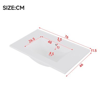 Meuble de salle de bain mural 76 x 46 x 51 cm, vasque intégrée, entièrement laqué, LED à induction, 2 tiroirs, blanc