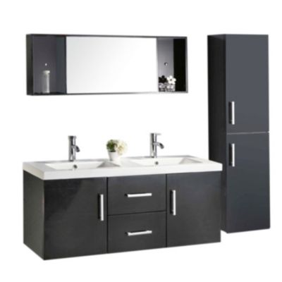 Meuble de Salle de Bain noir 120 cm Colonne et Lavabo inclus  Estelle