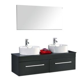 Meuble de Salle de Bain noir 150 cm Lavabo inclus  Carrie