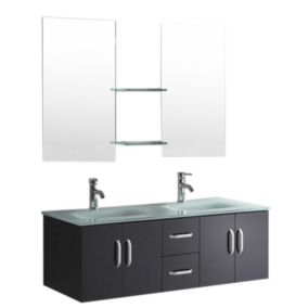 Meuble de Salle de Bain noir 151 cm Lavabo inclus  Ginger