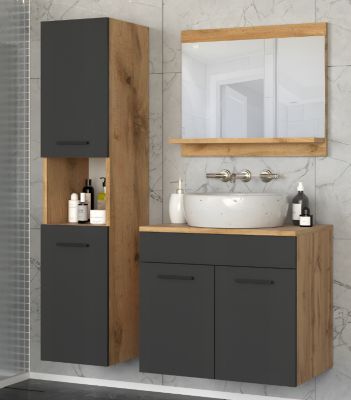 Meuble de Salle de Bain Paris Noir- une colonne