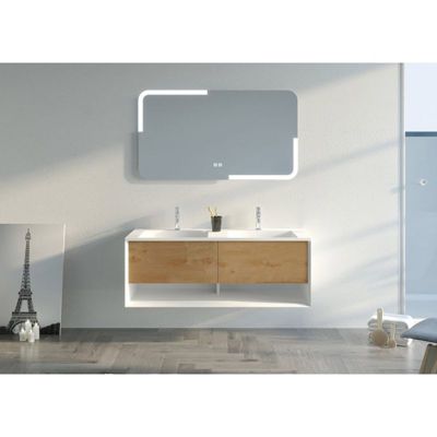 Meuble de salle de bain Portofino 1200 Blanc et Bois Naturel (sans miroir)