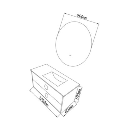 Meuble de salle de bain simple vasque 100cm bois et vert avec miroir LED LuxuryBain-