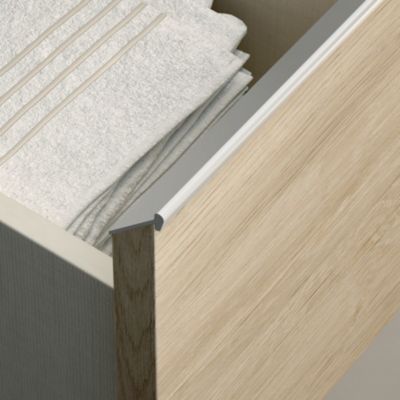 Meuble de salle de bain simple vasque - 2 tiroirs - BALEA et miroir Led STAM - hibernian (bois blanchi) - 60cm