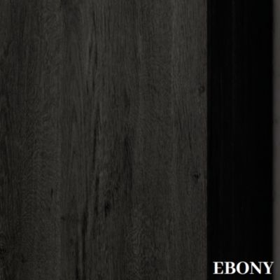 Meuble de salle de bain simple vasque - 2 tiroirs - BALEA et miroir rond Led SOLEN - ebony (bois noir) - 60cm
