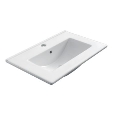 Meuble de salle de bain simple vasque - 2 tiroirs - BALEA et miroir rond Led SOLEN - ebony (bois noir) - 60cm