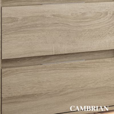 Meuble de salle de bain simple vasque - 2 tiroirs - IRIS et miroir Led VELDI - cambrian (chêne) - 100cm