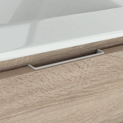 Meuble de salle de bain simple vasque - 2 tiroirs - IRIS et miroir Led VELDI - cambrian (chêne) - 100cm