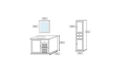 Meuble de salle de bain simple vasque chêne blanchi et pierre L90 - VÉRONE